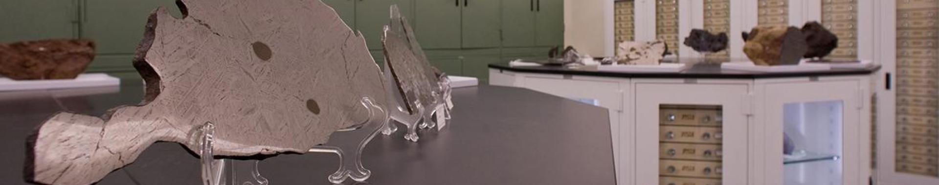 Meteorites on display and in storage at ASU's meteorite vault.
